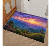 Felpudo Exterior e Interior, 60x90cm Alfombra Entrada Puesta Sol En El Bosque Montaña Antideslizante Felpudo Paisaje Natural Lavable, fácil de Limpiar para Puerta de casa, balcón, jardín, Azul-Púrpura