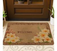 Felpudo floral de primavera, tapete de puerta de orquídea amarilla para entrada de bienvenida al aire libre e interior, elegante decoración natural, tapetes de goma antideslizante que absorbe el polvo