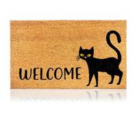 Felpudo Gato Negro de Fibra Coco - 70x40cm - Felpudos Antideslizantes - Felpudos Originales para la Entrada a Casa, Pasillos, Puertas de Exterior - Accesorios para el Hogar - Material Resistente