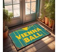 Felpudo grande para entrada al aire libre, diseño vintage de bola de Viena con diseño de rayos solares, divertido tapete para puerta delantera al aire libre (50 x 80 cm)