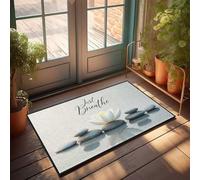 Felpudo grande para exteriores con diseño de loto "Mindfulness Lotus: Just Breathe Serenity", para hombre, cueva, alfombras de otoño (65 x 90 cm)