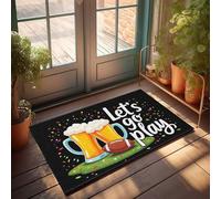 Felpudo grande para exteriores con texto en inglés "Cheers And Game On: Let's Go Play!". Felpudo de hombre, cueva, alfombras de otoño para exteriores (65 x 90 cm)