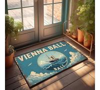 Felpudo grande para exteriores, diseño vintage de bola de Viena con forro oceánico, decoración de cueva de hombre, tapete para puerta de otoño (65 x 90 cm)