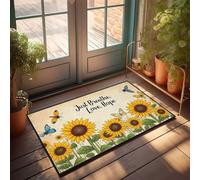Felpudo grande para exteriores, girasoles y mariposas: Just Breathe, Love, Hope Doormat Man Cave Stuff Fall Rugs Outdoor (40 x 60 cm)