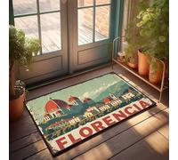 Felpudo grande para puerta delantera, póster de viaje vintage para exteriores, Florencia, Italia, una ciudad de arte e historia, tapete de escritorio, alfombra de vacaciones (50 x 80 cm)