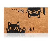 Felpudo Hi-Bye Gato de Fibra Coco - 70x40cm - Felpudos Antideslizantes - Felpudos Originales para la Entrada a Casa, Pasillos, Puertas de Exterior - Accesorios para el Hogar - Material Resistente