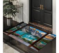 Felpudo Interior 50 x 80 cm, Felpudo De Lago Moran Montañas Cubiertas De Nieve, Antideslizante, Lavable, Para Interior, Pelo Corto, Tranquila Vista Natural Desde La Ventana, Alfombra Para Dormitorio