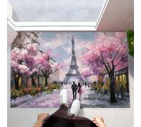 Felpudo Interior Antideslizante Calles París, Lavable, Fácil De Limpiar, Rosa Felpudo Duradero Ciudad Caminando, Suave Cómodo para Entrada, Balcón, Puerta De Casa 80 x 120 cm