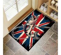 Felpudo Interior, Bandera Británica Antideslizante, Lavable, Resistente Lubina Negra para Puerta De Casa, Entrada, Balcón, Interior Y Exterior, (50 X 80 Cm, Marina De Guerra)