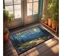 Felpudo interior Midnight In Parll's: A Serene Mountain Journey Under The Full Moo Felpudo para puerta delantera (65 x 90 cm)