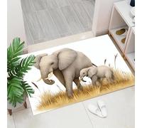 Felpudo La Riqueza del Elefante Antideslizante y Lavable - Animales Salvajes Alfombra para Interior y Exterior, Amarillo grisáceo - Felpudo para Entrada, Puerta Principal, Patio, Pasillo - 60 x 90 cm