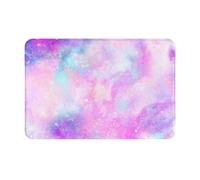 Felpudo Lavable para Interior, Antideslizante, de 61 x 40 cm, con diseño de Galaxia Jaspeada, Color Rosa y Morado. Alfombras de baño.