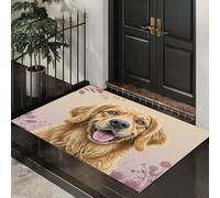 Felpudo Lindo Golden Retriever Estilo De Ilustración Fresco,Antideslizante,Estera Rectangular Lavable A Máquina De Poliéster Para Entrada,Cocina,Dormitorio,Baño,Decoración Del Hogar,90X150Cm