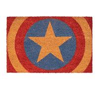 Felpudo Marvel Capitán America Shield - Felpudo entrada casa antideslizante 40 x 60 cm - Alfombra entrada casa exterior Capitán América, Fabricado en fibra de coco - Productos con licencia oficial