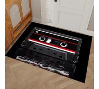 Felpudo Minimalismo Cinta de Casete Retro para Interior y Exterior Home 40 x 60 cm - Diseños Versátiles, Ideal para Puerta de Entrada, Pasillo, Recibidor y Balcón(Negro)