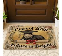 Felpudo negro con diseño de ovejas de graduación de 29 x 17 pulgadas, tapete antideslizante para exteriores, clase pequeña de 2026 con estampado de zapatos para patio, garaje, zapatos fuera de la