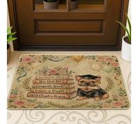 Felpudo negro con diseño de perro bulldog francés, 29 x 17 pulgadas, diseño de libro de graduación para exteriores, antideslizante, clase pequeña de 2026, para patio, garaje, zapatos fuera de la