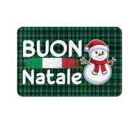 Felpudo para La Entrada BUON Natale Navidad Italiana En Familia Felpudos para Entrada De Casa Microfibra Personalizado Alfombra Limpia, para Puerta, Interior O Exterior, Terraza, 40x60cm