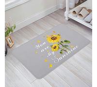Felpudo para La Entrada Eres Mi Brillo Girasol Gris Fondo Negro Alfombra Baño Personalizado Modernas Alfombra Limpia, para Bañera, Ducha, Interior O Exterior, Puerta, 40x60cm