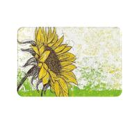 Felpudo para La Entrada Flower Naturales Girasoles En Un Campo Jardín De Verano Esbozo Abstracto Alfombra Baño Absorbente Microfibra Alfombra Limpia, para Pasillo, Cocina, Puerta, 40x60cm