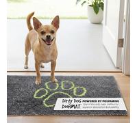 Felpudo para Perro pequeño y pequeño con diseño de Perro con Texto en inglés Dog Gone, Color Gris frío con Verde Lima, S