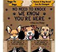 Felpudo para Perros Personalizado con Nombre y Raza. No Hace Falta Llamar, Sabemos Que estás aquí. Regalo Personalizado. Felpudo de Bienvenida. Regalo para inauguración de casa.