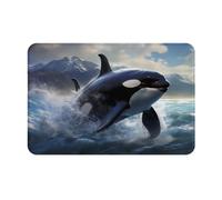 Felpudo para Puerta 40X60Cm Impresiones De Orcas Y Ballenas Asesinas Felpudo De Barrera Absorbente Felpudo Base Antideslizante Tapete para Puerta para Pasillo, Cocina, Terraza