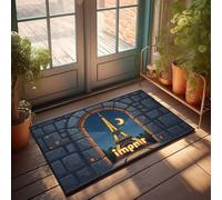 Felpudo para puerta con diseño de la Torre Eiffel que brilla en el horizonte de la ciudad, para exteriores, invierno, accesorios de habitación para hombres (65 x 90 cm)