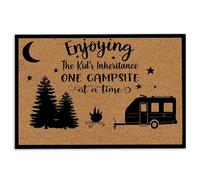 Felpudo para puerta de camping, autocaravana, unirse a la herencia del niño, un campamento a la vez, tapete antideslizante divertido felpudo para baño, cocina, porche, entrada, 40 x 60 cm