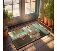 Felpudo para puerta de casa con texto en inglés "A Llama Is Reading A Newspaper In The Bath" (50 x 80 cm)