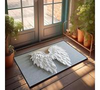 Felpudo para puerta de casa, diseño de alas de ángel en un color gris, decoración de campo para decoración del hogar, habitación emo (40 x 60 cm)