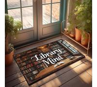 Felpudo para puerta de entrada al aire libre, grande, biblioteca, mente: un rincón tranquilo del conocimiento, felpudo de bienvenida para porche delantero (40 x 60 cm)