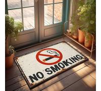 Felpudo para puerta de exterior con texto en inglés "No Smoking" con emblemático gráfico de cigarrillos, tapete de bienvenida para puerta delantera (40 x 60 cm)