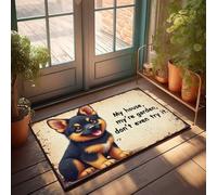 Felpudo para puerta delantera al aire libre, grande, adorable perro, advertencia: ¡manténgase fuera de mi casa y jardín! Felpudo para decoración de patio al aire libre para entrada del hogar (40 x 60