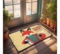 Felpudo para puerta delantera al aire libre, grande, zorro tocando acordeón: Las marchas de los monos, hecho en Suecia, felpudo para decoración de patio, tapete para entrada al aire libre (50 x 80 cm)