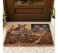 Felpudo para puerta delantera de gato Devon Rex con diseño de 250 aniversario, color negro, 29 x 17 pulgadas, 4 de julio, independencia, lavable, para patio, garaje, patio, garaje, alfombra para