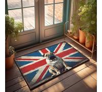 Felpudo para puerta delantera, diseño de bulldog británico: un homenaje al coraje y la lealtad, tapete para decoración de patio al aire libre para entrada del hogar (65 x 90 cm)