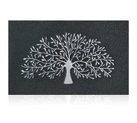 Felpudo para puerta delantera, interior y exterior, con respaldo de goma antideslizante, resistente, para entrada, pasillo, cocina, fácil de limpiar, árbol de la vida, 40 x 60 cm, color negro