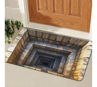 Felpudo para puerta delantera, interior y exterior, ilusión óptica 3D, para todo tipo de clima, ilusión óptica, alfombra de ilusión 3D, tela de lino resistente, fácil de limpiar