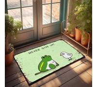 Felpudo para puerta delantera para interiores con texto en inglés "Never Give Up: A Frog'S Encouraging Journey" (50 x 80 cm)