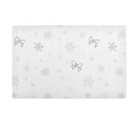 Felpudo para puerta interior, 50 x 80 cm, diseño de copos de nieve blancos, lazos grises, antideslizante, lavable, absorbente, alfombra de entrada interior