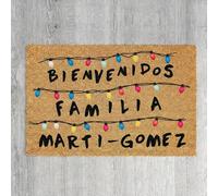Felpudo Personalizado con Luces de Colores y Apellido - Fibra de Coco 60x33 cm Base Antideslizante - Decoración Entrada Casa Estilo Retro Personalizable.Felpudp Frikis (stranger personalizado)