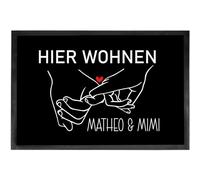 Felpudo personalizado | Familia | Bienvenido a | Nombres | Moin | Nombre deseado - Felpudo - Felpudo, felpudo - Felpudo - Delgada - Antideslizante - Entrada - 60 x 40 cm (Aquí Vivir - Negro)