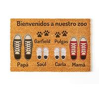Felpudo Personalizado para la Entrada de Casa | Personaliza tu Felpudo con toda la Familia y Mascotas | 70 x 40 cm | Felpudos Originales y Divertidos en 100% Fibra de Coco | Familia de 4 + 2 Perros