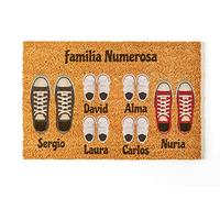Felpudo Personalizado para la Entrada de Casa | Personaliza tu Felpudo con toda tu Familia | 70 x 40 cm | Perfecto para Regalo | Felpudos Originales y Divertidos en 100% Fibra de Coco | Familia de 6