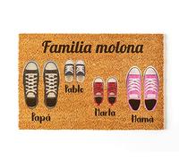 Felpudo Personalizado para la Entrada de Casa | Personaliza tu Felpudo con toda tu Familia y Mascotas | 70 x 40 cm | Felpudos Originales y Divertidos en 100% Fibra de Coco | Familia de 4