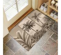 Felpudo Plantas Retro 40x60cm - Felpudo con Gatos, Antideslizante y Lavable - Alfombra Atrapa-Suciedad para marrón Estilo Tropical, Puerta Principal