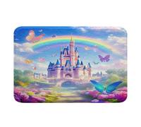 Felpudo Princesa Cuentos De Hadas De Ensueño Arcoíris Mariposa Flores Románticas Antideslizante Felpudos Resistente Alfombra para Entrar Casa Sala 40X60Cm