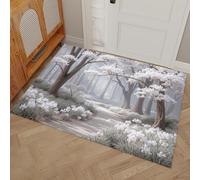 Felpudo Racimos De Flores Blancas En Un Árbol Grande Camino 90 x 150 cm, Antideslizante, Para Interior, Alfombra De Pasillo Misterioso Como Un Sueño Resistente, Decoración Del Hogar Para Entrada