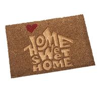 Felpudo Rectangular de Fibra de Coco con Logo Home Sweet Home en Natural 40x60cm
